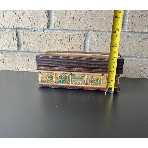 VTG hand-carved/handmade Solid Wood Trinket/Jewelry Box - Made In Spain 3 in H - Picture 5 of 8